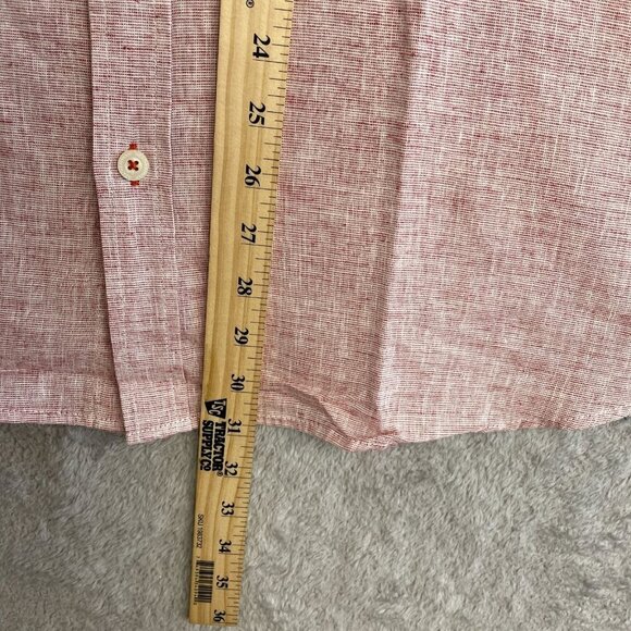 NEW Weatherproof Men's XL Short Sleeve Button-Up Shirt Red Linen Blend - Picture 5 of 9